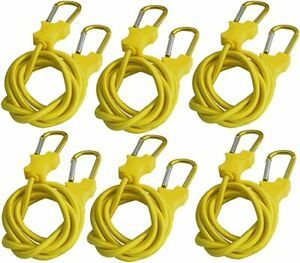 Carabiner Bungee Cord-6 x60&#034; Yellow | Premium Heavy Duty Elastic Tie Down Straps