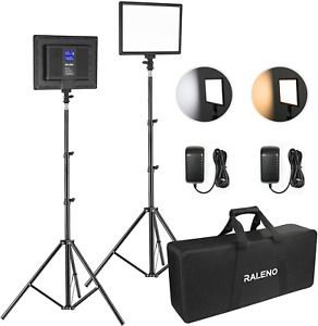 RALENO LED Video Lighting Kits with 75Inch Light Stand, 1 Durable Handbag and 2-