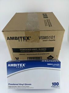 Ambitex VSM5101 - Case of 1000 Powdered Vinyl Gloves - Size Small - Food Safe