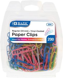 No.1 Regular Color Paper Clips, 33 Mm, Assorted, 200 per Pack