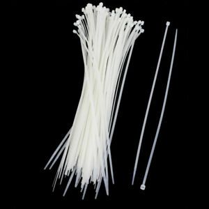 100Pcs Toothed Grip Nylon Fastener Pack Cable Zip Tie White 3.6 x 300mm