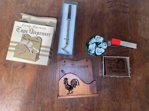 Smoking Lasercraft Wood Desk Joe Saint Clair Glass Paperweight Tape Dispenser