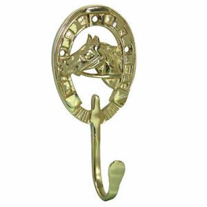 Intrepid International 247389 Horse Head in Horseshoe Hook - Brass