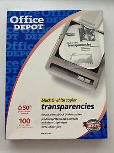 Office Depot Black &amp; White 100 8.5”X11” Transparencies Film #753-631 Open Box F
