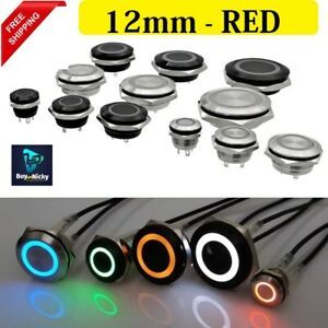 Short Mini Push Button Switch Electric Power Led Light Momentary Pressure RED