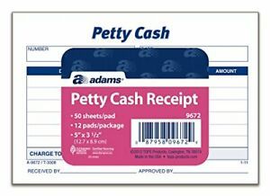 Adams Petty Cash Receipt Pad 5 x 3-1/2 Inches 50 Sheets per Pad Pack of 12 Pa...