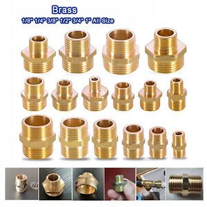 Brass Equal / Reducing Hex Nipple BSP Male To Male Fitting Connector 1/8&#034; ~ 1&#034;