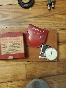 Vintage STARRETT No 1010 Dial Indicator Pocket Gage w Case &amp; Original Box.