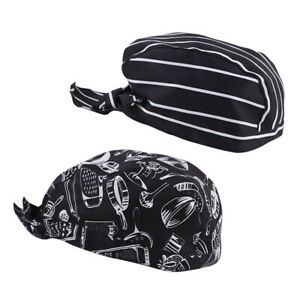 2x Unisex Chef Hat Bandana Hat Chef Hat Uniform Workwear Set