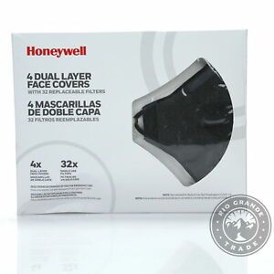 OPEN BOX Honeywell RWS-50112 Dual Layer Face Covers in Dark Gray - M 4 Pack