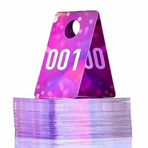 Live Plastic Number Tags Consecutive Live Number Tag, 1-100 Pink Spots