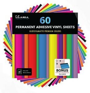NEW Kassa Permanent Vinyl Sheets for Cricut 60 Sheets 12&#034; x 12&#034; Multicolored