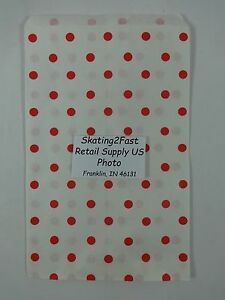 6&#034; x 9&#034; Red Polka Dot Print Design Paper Merchandise Bag Retail Shopping