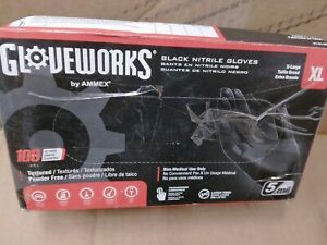 GloveWorks AMMEX 100pk Black Nitrile Gloves XL, FREE SHIPPING