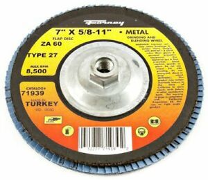 Forney 71938 Flap Disc, Type 27 with 5/8&#034;-11 Threaded Arbor, ZA 40-Grit, 7&#034;