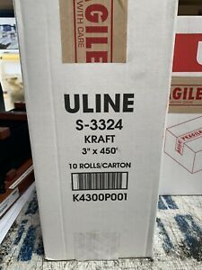Water Activated Reinforced Kraft Tape 3” x 450’ Uline S-3324 10 Rolls/carton