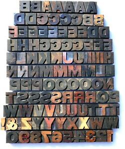 Letterpress WOOD Type 1 5/8&#034; BOLD Alphabet 106pcs **Wonderful Old Typeface**