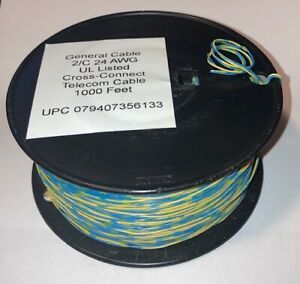 General Cable Telecom Cross-Connect Wire 1000 Feet Yellow / Blue Single-Pair NEW