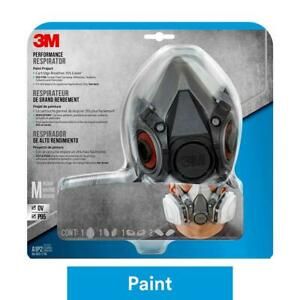 3M Medium Paint Project Respirator Mask, Size Medium, Expiration Date: 08 / 2025