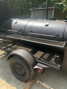 Barbeque pit smoker trailer with reverse flow