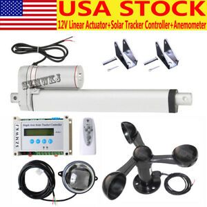 12V 8&#034; Linear Actuator &amp;Controller &amp;Anemometer Fit For Solar Tracking Tracker EL
