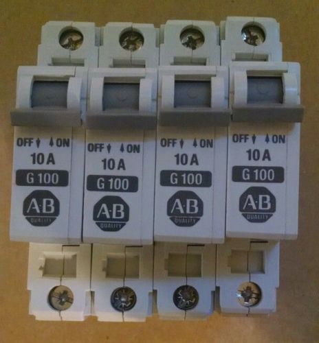 ALLEN BRADLEY CIRCUIT BREAKERS , 1492-CB1G100 , LOT OF 4 ,10 AMP, 1POLE , USED