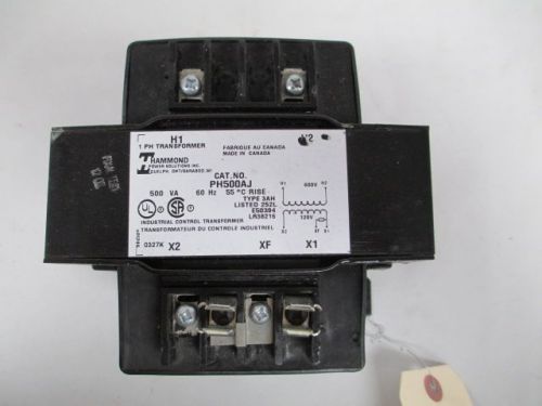 Hammond ph500aj 1ph 500va 600v-ac 120v-ac industrial control transformer d202882 for sale