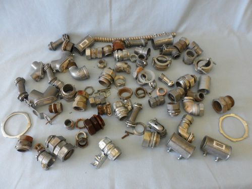 LARGE LOT VARIETY ASST ELECTRICAL CONDUIT FITTINGS, COUPLERS. ELBOWS, OFFSETS