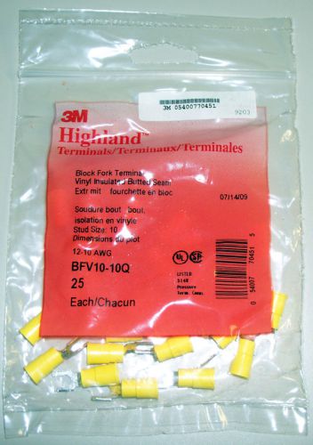 25 3m bfv10-10q block fork terminal yellow 12-10 awg for sale