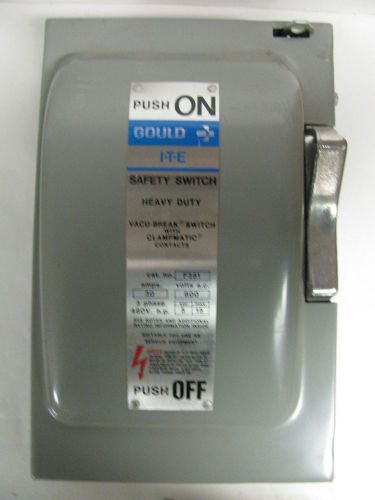 Gould ite safety switch 30amp 600v ac 3 phase 480v h.p. f351 new no box for sale