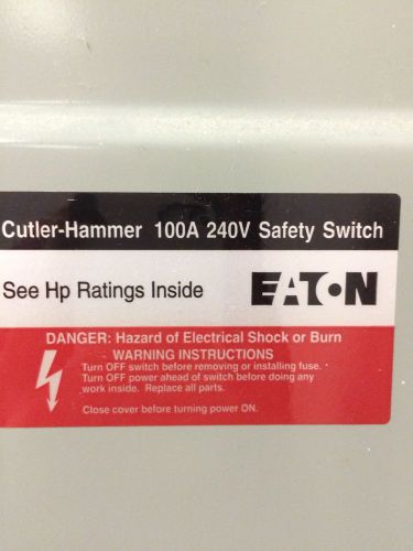 Eaton Cutler-Hammer DG323UGB General Duty Safety Switch 100 Amps 240 Volts