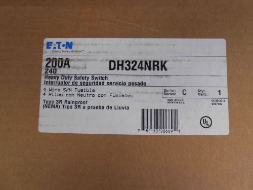Cutler hammer dh324nrk 4w 200 amp safety switch fusible disconnect for sale