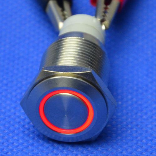 Waterproof 16mm red led circle momentary push button switch flat head angel eye for sale