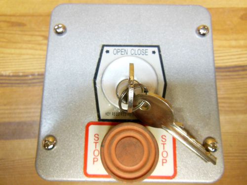 Stop button with lock and key
