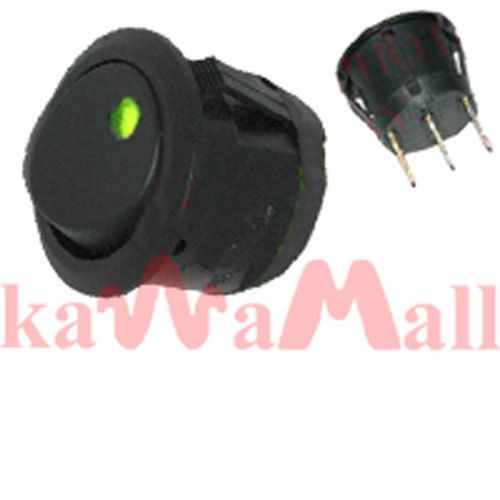 Round 12v green led snap rocker switch toggle car spst for sale