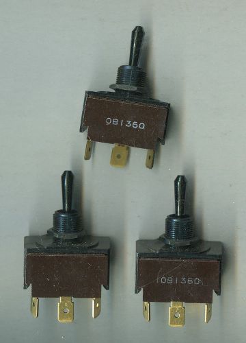 McGill 2 position mini toggle switches, lot of 3, 15A 277 VAC, ON-OFF-ON