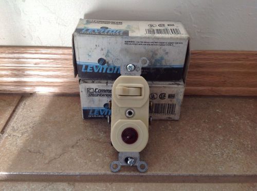 Lot of two Leviton Single Pole combo action switch and neon pilot light 5226-I