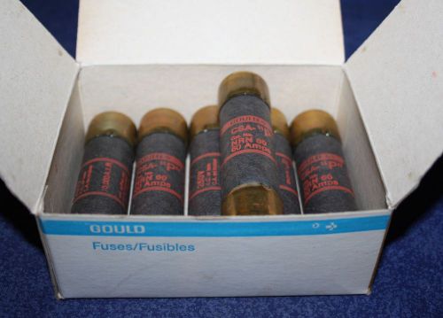 Lot of 6 gould shawmut fuses 60 amp 250 vold onetime nonr fuses csa &#039;p&#039; in box for sale
