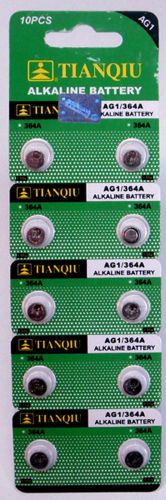Coin cell batteries ag1, lr621, 364, sr621, 164    2 strips (20 batteries) for sale