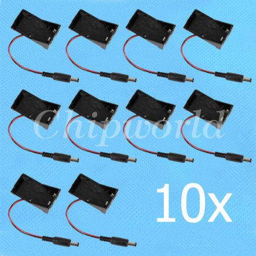 10pcs 9V Battery Holder Box Case Wire with Plug 5.5*2.1mm for Arduino