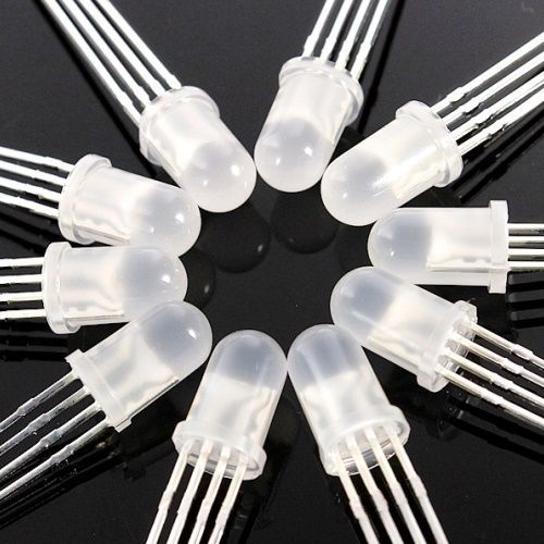 10x RGB LEDs -  Diffused LED Common Anode Red Green Blue 4 Pin - USA