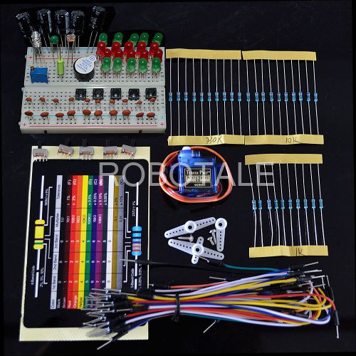 Electronic component package kit containing resistors card for arduino