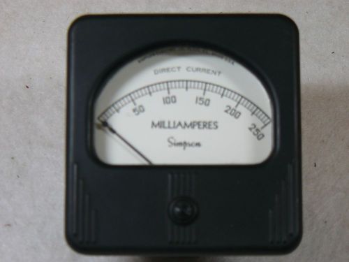 Vintage NOS Simpson DC Milliamperes Milli Amps Panel Meter 0-250 Ma