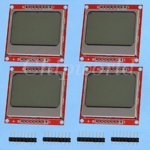 4pcs 84x48 nokia 5110 lcd display module blue backlight with pcb adapter new for sale
