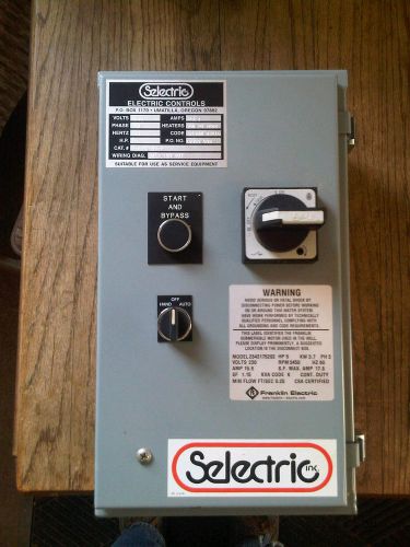 Used size 3r selectric pump control panel 5hp @ 230v 3 ph. 15.2 amp px23/005 pk for sale