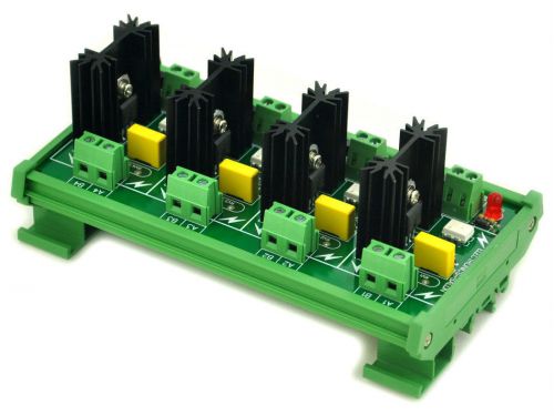 Din rail mount 4 channel 6 amp ssr module board, in 4~32vdc, out 100~240vac. for sale