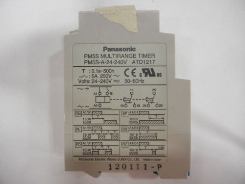 Panasonic PM5S Multirange Timer, 24-240V AC/DC Free-Voltage Input, 1s-500h (max)