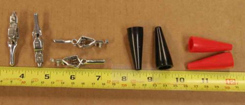 4 new crocodile clips w/ insulators 5 amps zinc plated for 1 price Silvertronic