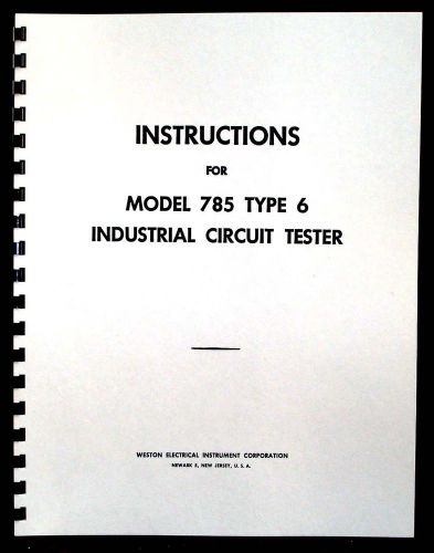 Weston 785 type 6 Industrial Circuit Tester Manual