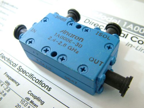 DIRECTIONAL COUPLER ANAREN 1A0006-30 2.4GHz - 2.8GHz 30db MILITARY 100 WATT